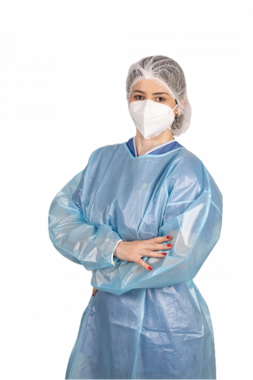 AVENTAL DESC M LONGA PUNHO ELAST.  VIÉS E CINTO OVERLC. COR BRANCA PP+PE LAMINADO 30GR TAM. 140*120