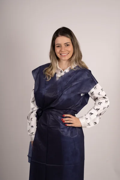 AVENTAL DESC. S. MANGA VIÉS E CINTO ACOPLADO COR AZUL ESCURO PP 30GR TAM. 140*105cm