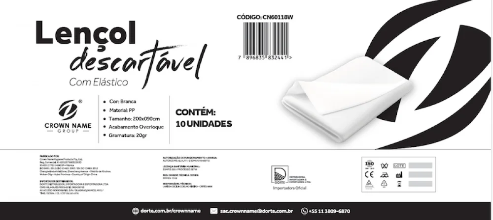 LENÇOL DESC COM ELÁSTICO BRANCO PP 20GR. TAM. 2.00X0.90